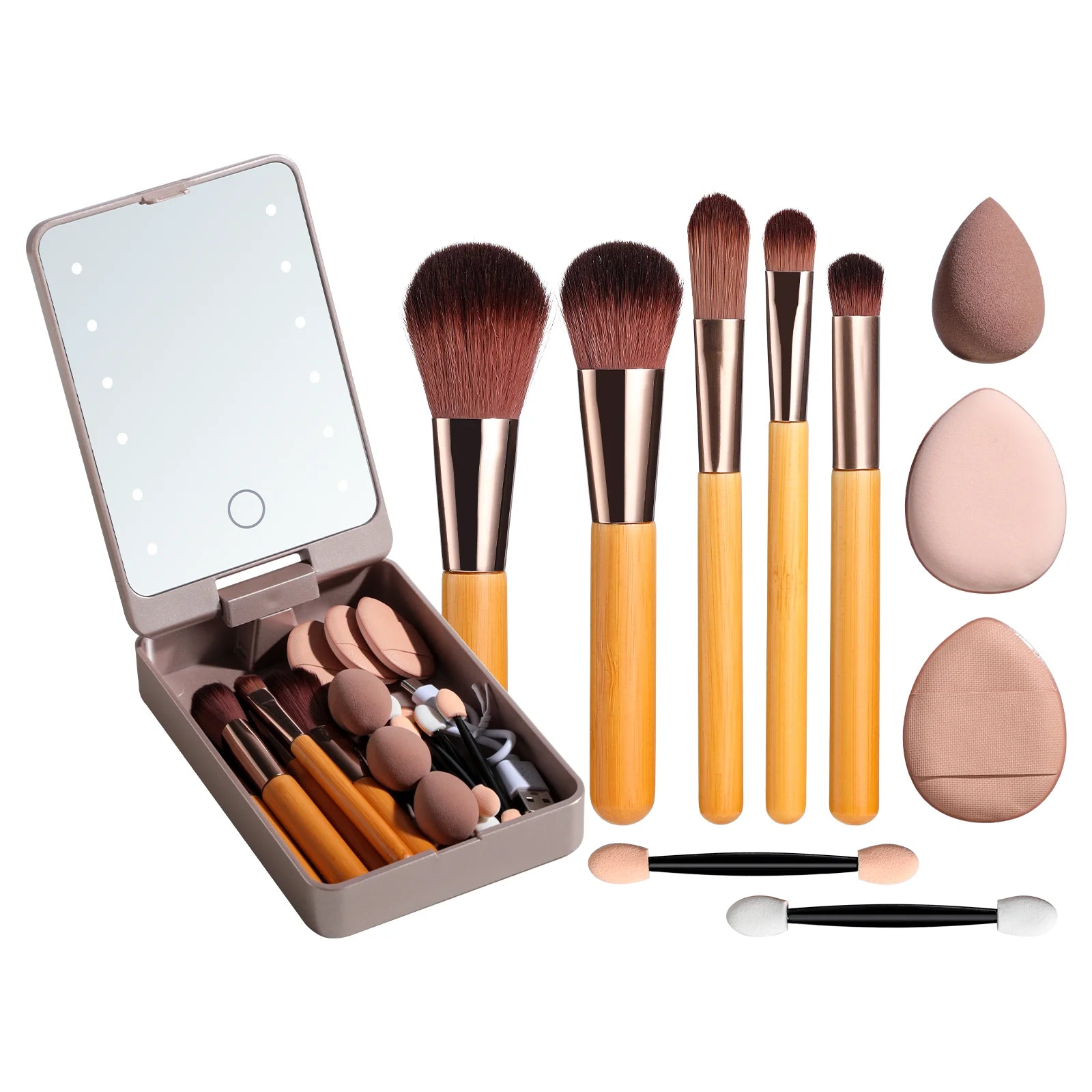 Makeup Brushes with Case For Travel Cosmetic Tools